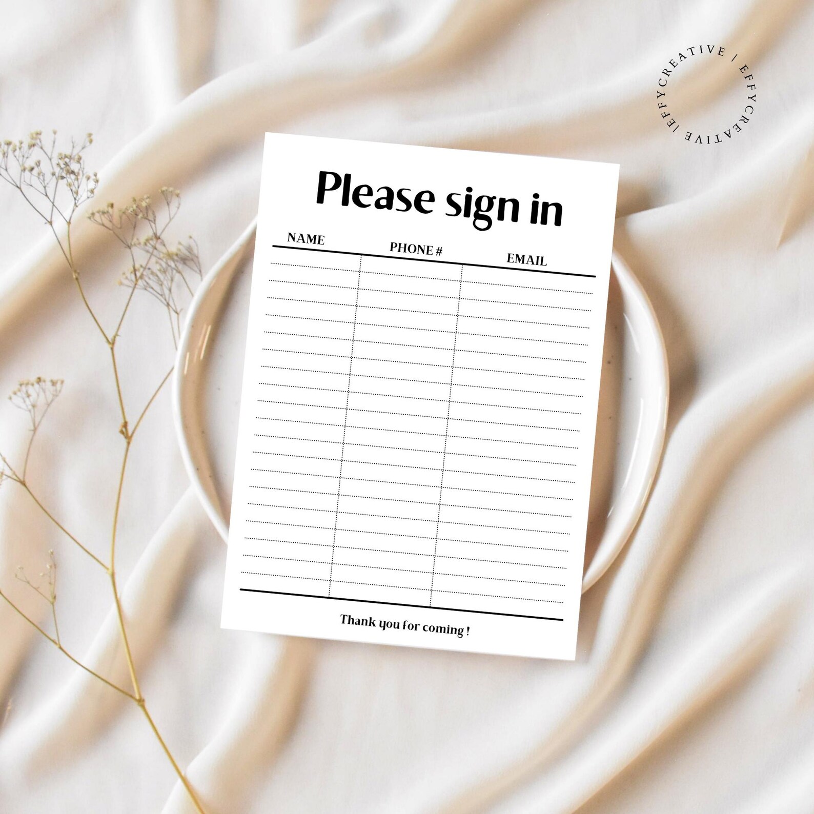 Printable Sign-in Sheet: 3 Unique Designs (US Letter Size) (digital ...