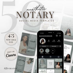 Notary Social Media Templates | Notary Marketing Bundle | Loan Signing Agent & Mobile Notary Instagram and Facebook Posts Editable Canva