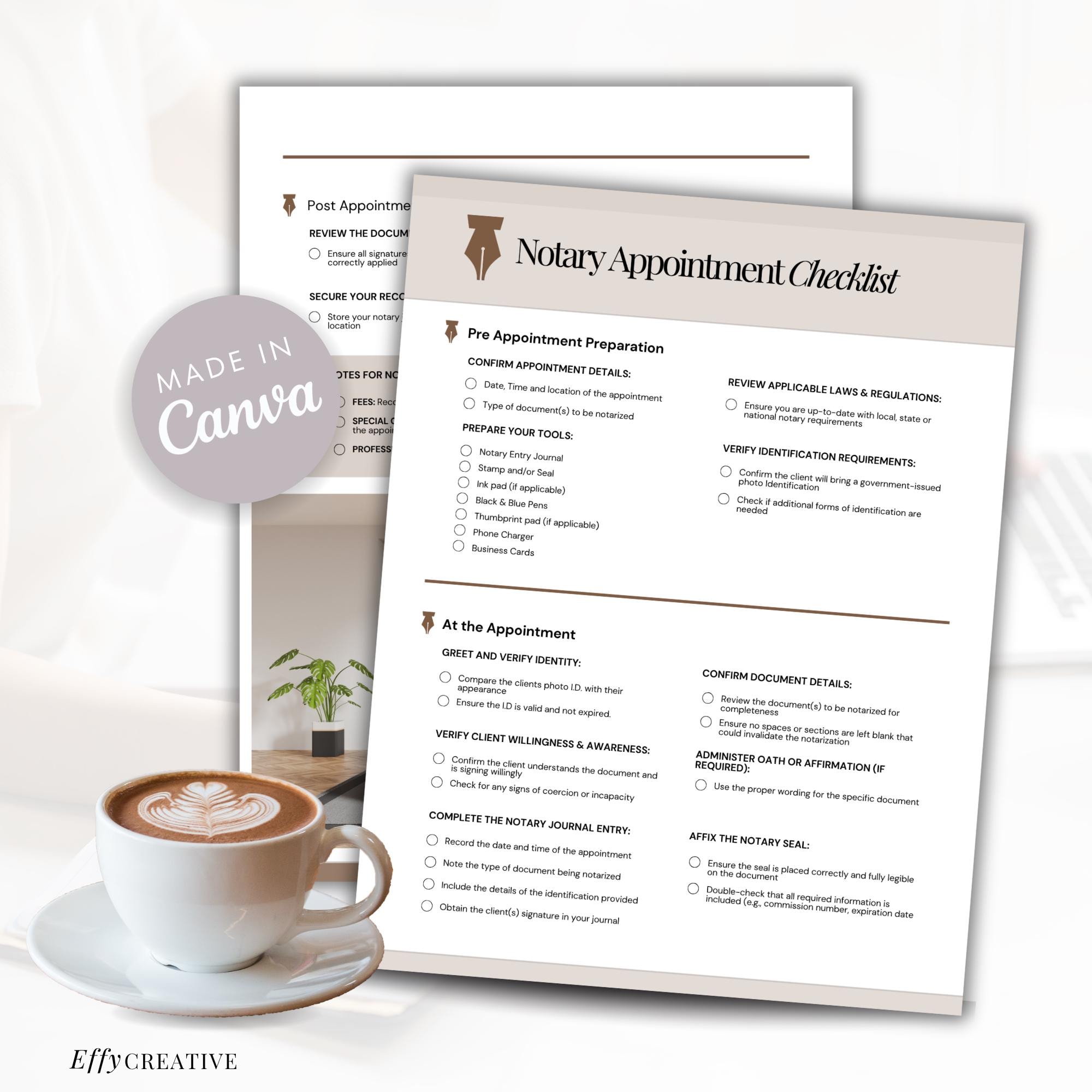 Signing Checklist.pdf Notary Loan Signing Checklist Template: Editable Canva PDF Guide - Etsy