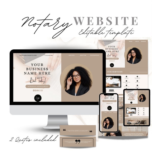 Notary Website Template, Notary Landing Page, Notary Canva Website, Loan Signing Agent, Notary Public Website, Notary Marketing Template