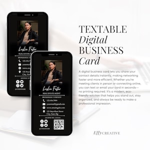 Luxury Real Estate Business Card Template | Realtor Mobile Digital Card QR Code | Real Estate Text Marketing | Instant Download | Canva image 4