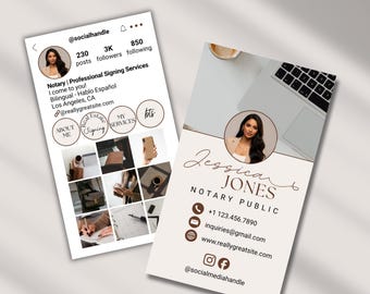 Notary Instagram Business Card | Vertical Notary Card Template | Notary Marketing | Canva Instant Download