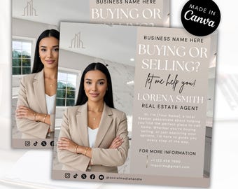 Realtor Flyer Template: DIY Real Estate Marketing (Canva Editable, Digital Download)