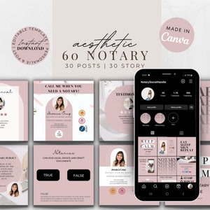 Pink Notary Social Media Post Templates, Notary Marketing, Notary Content, Notary Facebook Posts, Notary Signing Agent Posts