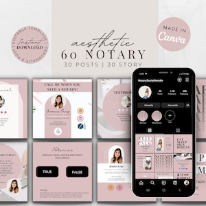 Pink Notary Social Media Post Templates, Notary Marketing, Notary Content, Notary Facebook Posts, Notary Signing Agent Posts