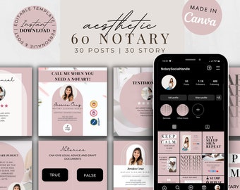 Pink Notary Social Media Post Templates, Notary Marketing, Notary Content, Notary Facebook Posts, Notary Signing Agent Posts