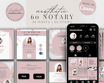 Pink Notary Social Media Post Templates, Notary Marketing, Notary Content, Notary Facebook Posts, Notary Signing Agent Posts