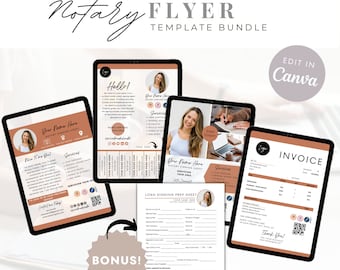 Notary Marketing Flyer Templates, Notary Invoice, Notary Flyer Template Design, Notary Flyer Bundle, Loan Signing Agent Templates