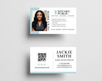 Cartão de Visita de Notário Moderno | Cartão de Agente Imprimível | Modelo Editável do Canva | Download Imediato