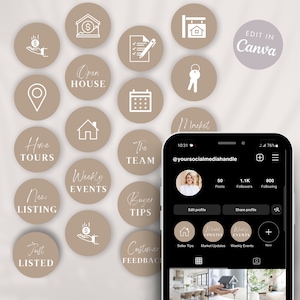 Evidenziazione immobiliare per Instagram Modelli di marketing sui social media immobiliari Icone di evidenziazione immobiliare Marchio immobiliare Instagram