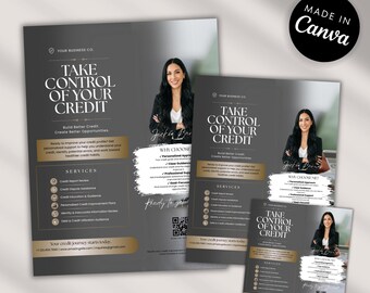Modelo de Flyer para Reparação de Crédito | Flyer para Consultor de Crédito | Serviços de Crédito | Flyer de Marketing Financeiro para Redes Sociais | Editável no Canva