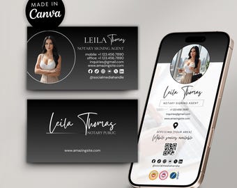 Notary Business Card Templates | Print & Digital Set | Loan Signing Agent Marketing | Luxury Cards | Instant Download