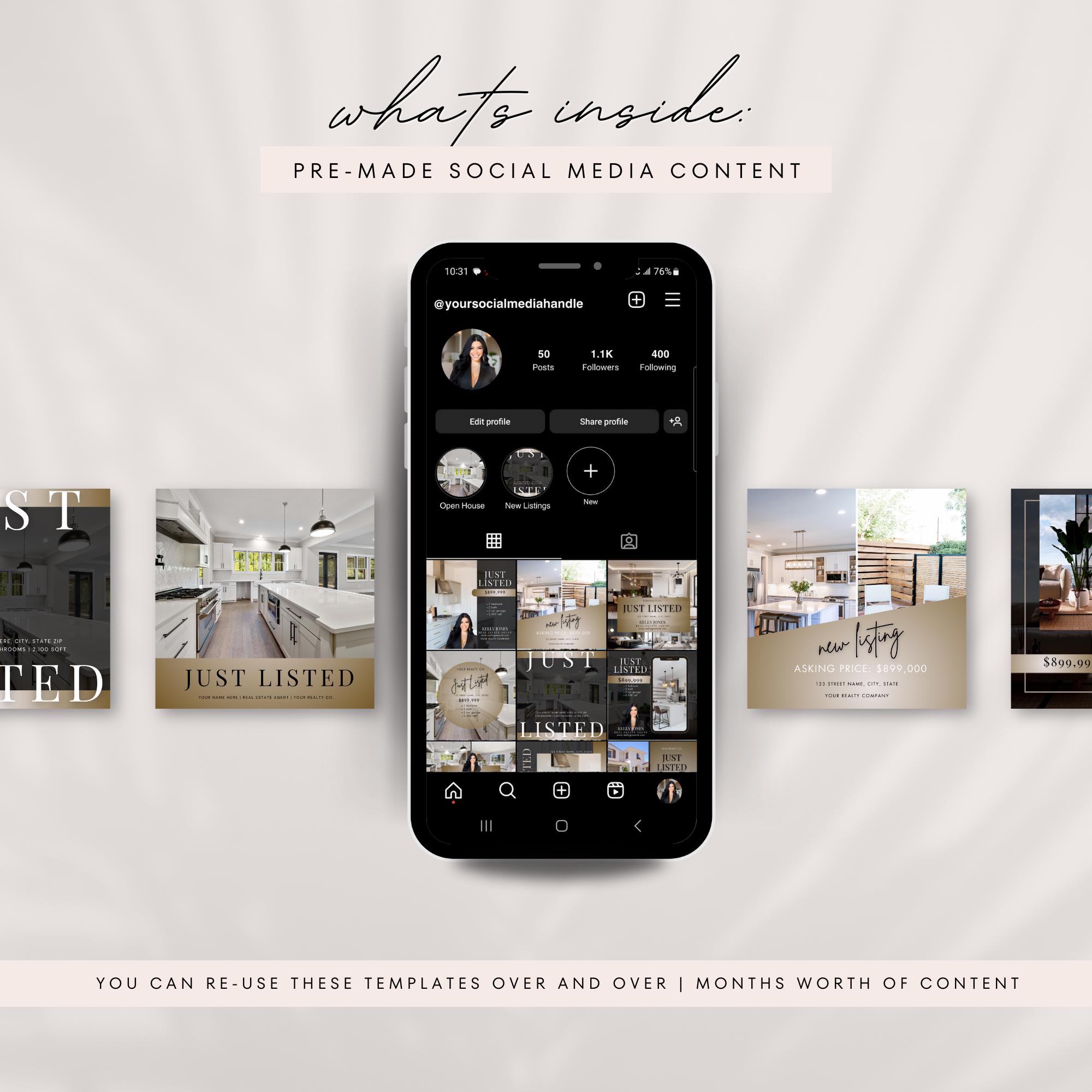 Luxury Real Estate Just Listed Posts | Realtor Social Media | Editable ...