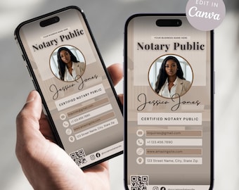 Notary Public Digital Business Card | Loan Signing Agent Text Card | Editable Canva Template