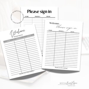 Printable Sign-in Sheet: 3 Unique Designs (US Letter Size) (digital ...