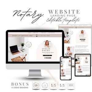 Notary Website Landing Page Template: Canva Web Design (Digital Download)