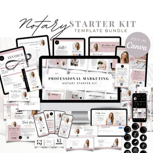 Notary Marketing Bundle, Notary Starter Kit, Loan Signing Agent Templates, Notary Branding Kit, Notary Canva Templates, Notary Bundle Kit