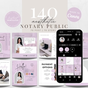 Notary Social Media Templates | Loan Signing Agent Marketing Bundle | Notary Facebook and Instagram Posts and Stories| INSTANT DOWNLOAD DIY