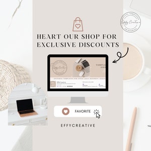 May include: A computer screen displaying a website with the text "Editable Templates for Your Small Business | Digit" and a logo that says "Effy Creative". The website is promoting digital templates for small businesses. The screen is on a white desk with a laptop and a cup of coffee.