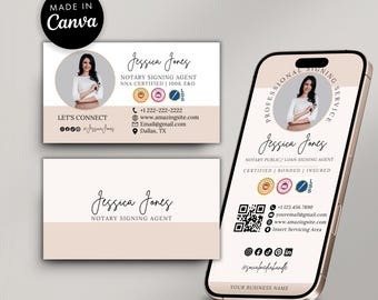 Notary Business Card Set | Loan Signing Agent, LSA | Marketing Printable & Digital Cards | Editable Canva Template
