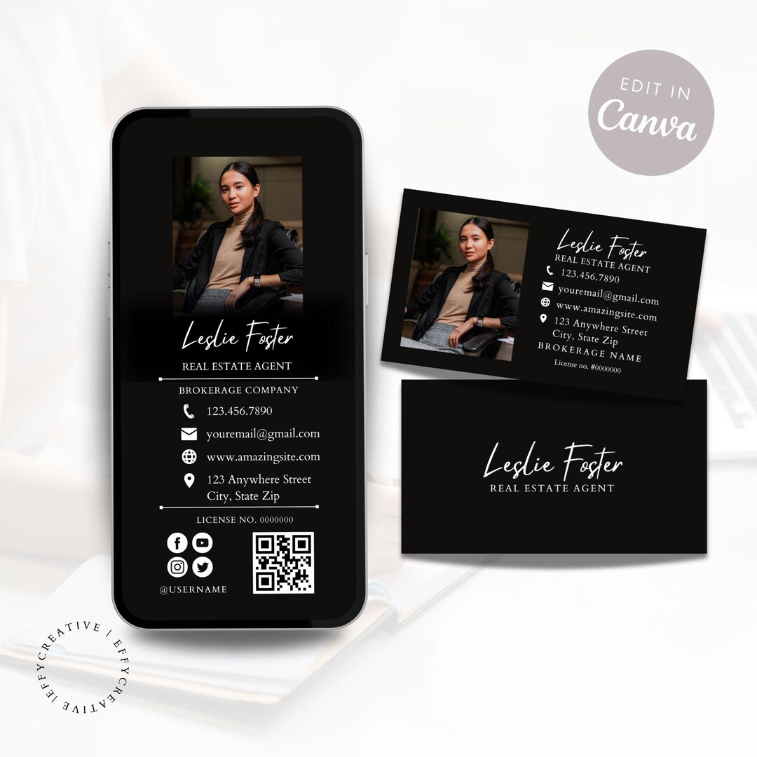 Realtor Business Card Template Real Estate Textable Card Realtor