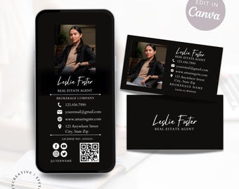 Real Estate Business Card Template: Textable Realtor Card (Canva)