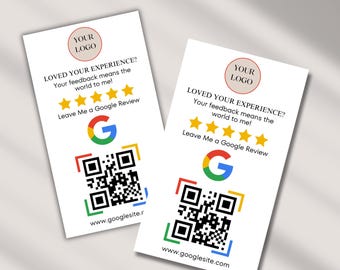 Cartão de Avaliação do Google Meu Negócio | Modelo editável do Canva | Feedback para pequenas empresas | Download instantâneo | Código QR editável