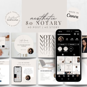 Notary Social Media Templates | Loan Signing Agent Posts Small Business Instagram Posts & Stories | Notary Facebook Post Templates