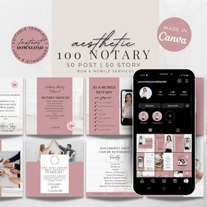 Notary Social media Posts Loan signing Agent Notary Marketing Instagram Posts Notary Facebook Instagram Feed Aesthetic Instagram Bundle