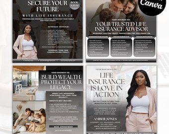 Life Insurance Flyer Templates | Professional Insurance Marketing | Instagram Social media Flyers | Instant Download