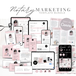 Notary Marketing Template Bundle: Canva Business Templates (Digital Download)