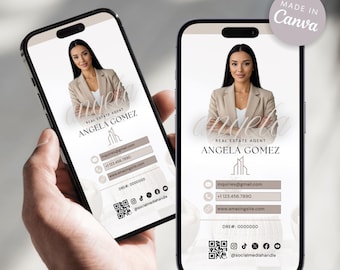 Realtor Digital Business Card Template | Real Estate Text Card | Editable Canva Design