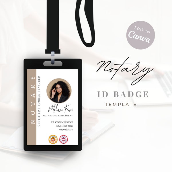 Notary Identification Badge | Notary Templates | Notary Signing Agent | Loan Signing Agent | Notary Marketing Template | Notary Design