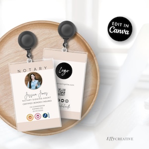 Editable Notary ID Badge Template: Canva Design (Digital Download)