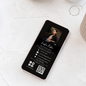 Luxury Real Estate Business Card Template | Realtor Mobile Digital Card QR Code | Real Estate Text Marketing | Instant Download | Canva image 3