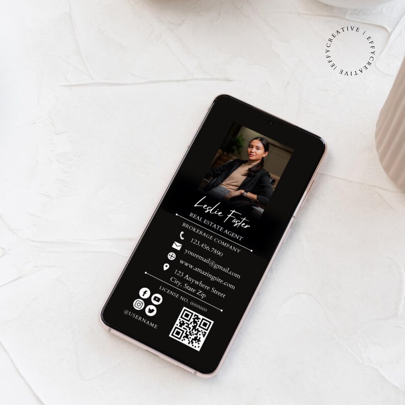 Luxury Real Estate Business Card Template | Realtor Mobile Digital Card QR Code | Real Estate Text Marketing | Instant Download | Canva image 3