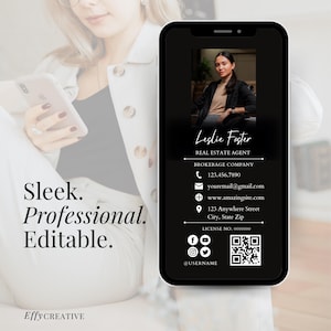 Luxury Real Estate Business Card Template | Realtor Mobile Digital Card QR Code | Real Estate Text Marketing | Instant Download | Canva image 7