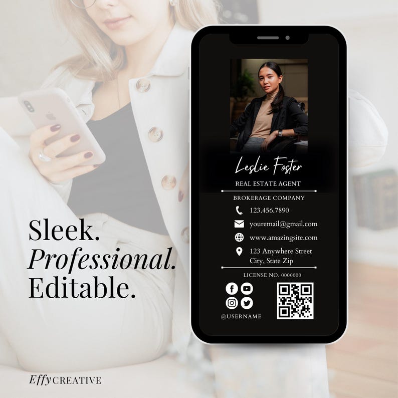 Luxury Real Estate Business Card Template | Realtor Mobile Digital Card QR Code | Real Estate Text Marketing | Instant Download | Canva image 7