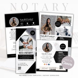 Editable Notary Marketing Flyer Template Canva Professional Notary Business Flyer Customizable for Loan Signing Agents Notarie Starter kit