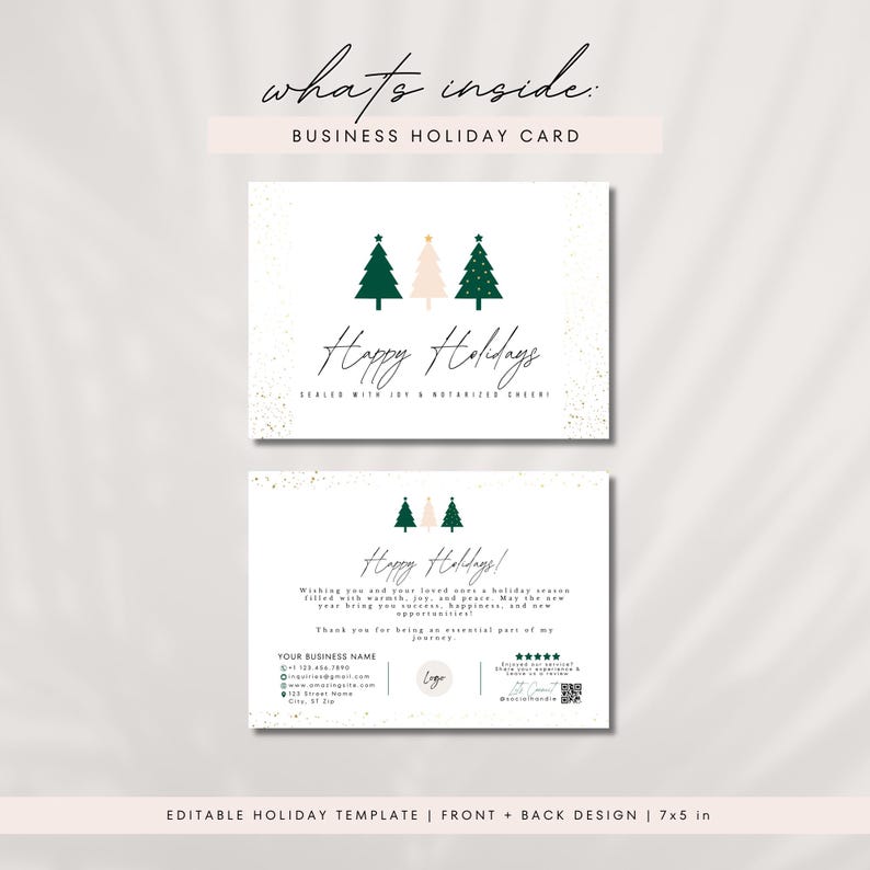 Editable Christmas Holiday Card Template Small Business Client