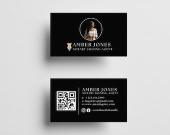 Modern Notary Business Card | Printable Agent Card | Editable Canva Template | Instant Download