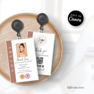 Editable Notary ID Badge Template: Canva Design (Digital Download)