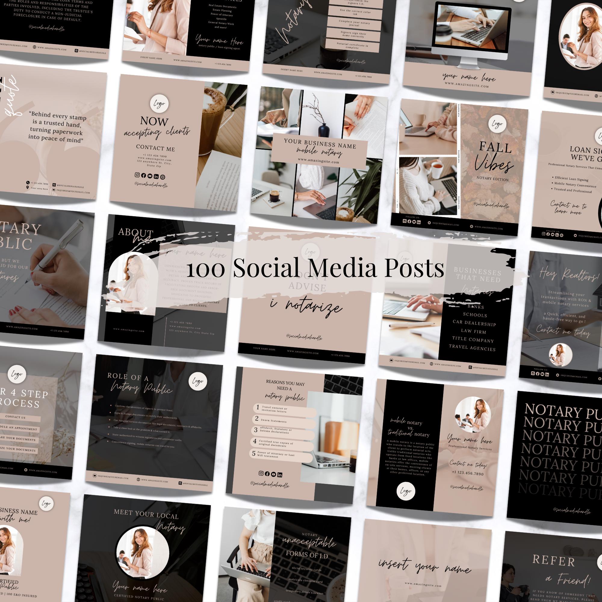 Signing In Posts Notary Social Media Post Templates, Notary Marketing Bundle, Notary ...