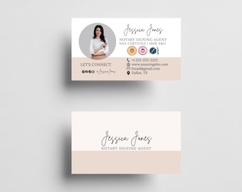 Modern Notary Business Card | Loan Signing Agent Minimalist Card | Editable Canva Template| Instant Download