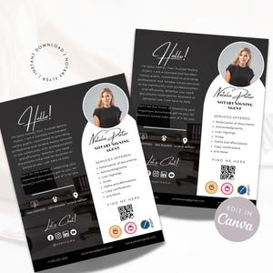 Notary Business Flyer Template: Customizable Loan Signing Agent Intro (Canva, Digital Download)