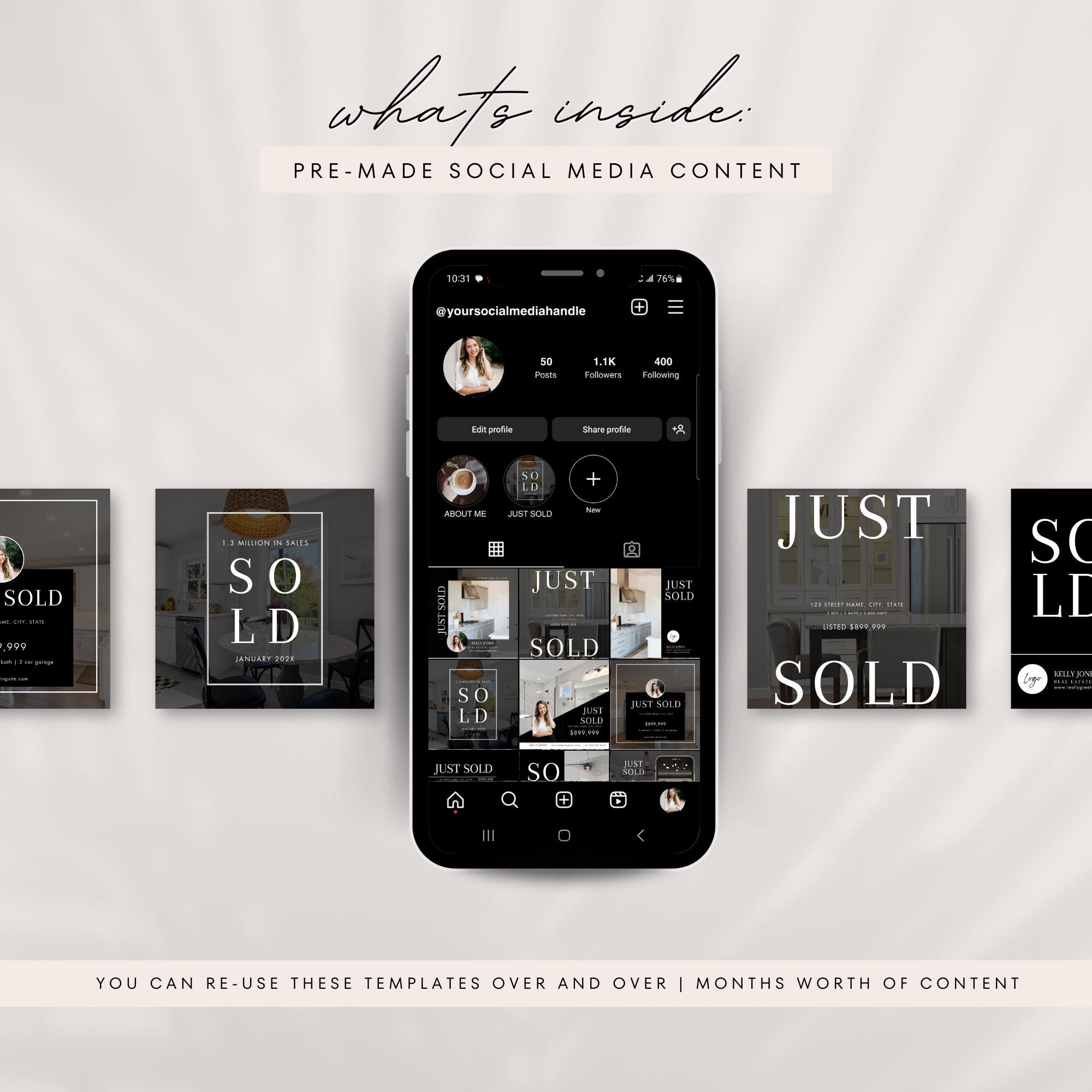 Real Estate Just Sold Social Media | Realtor Instagram Posts | Canva ...