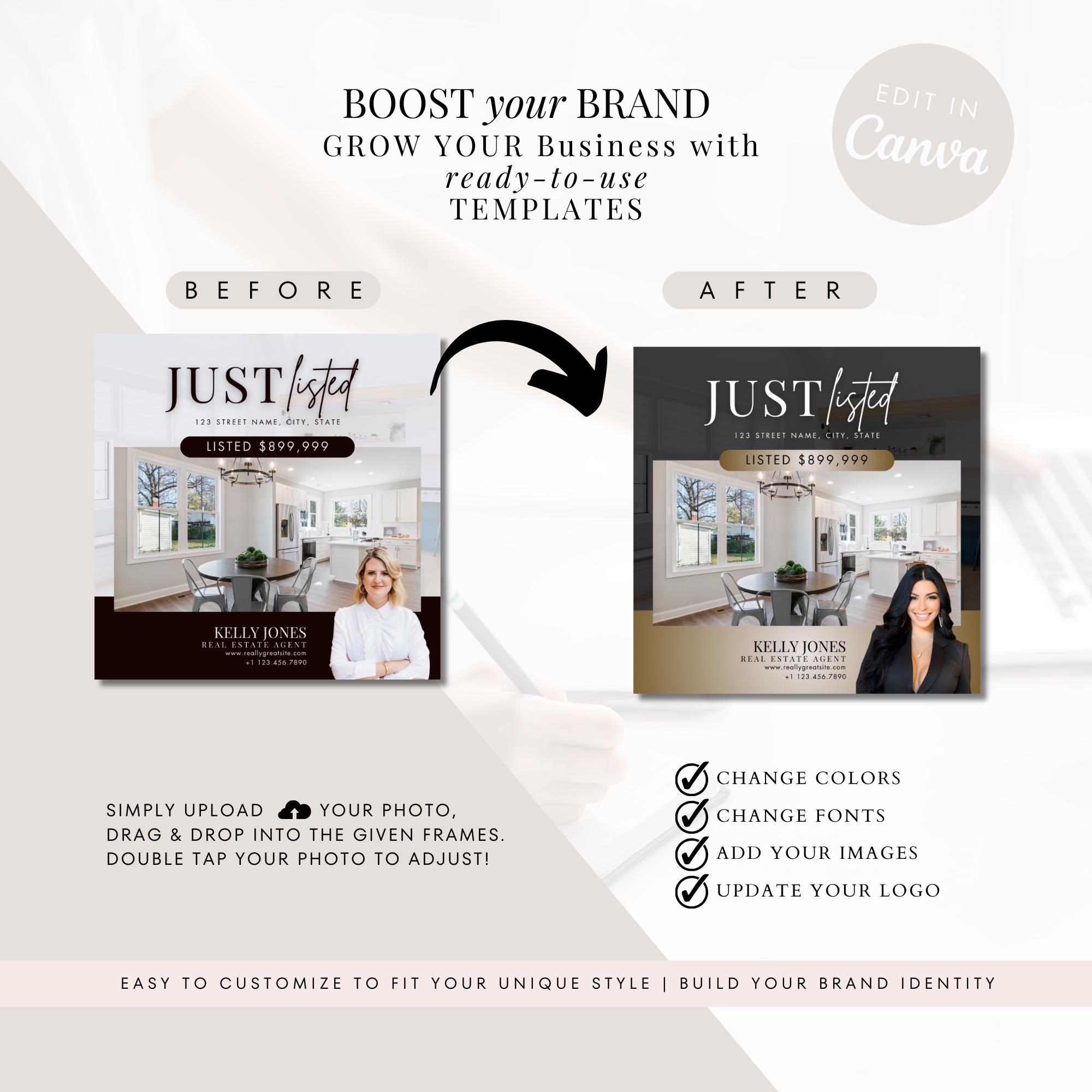 Luxury Real Estate Just Listed Posts | Realtor Social Media | Editable ...