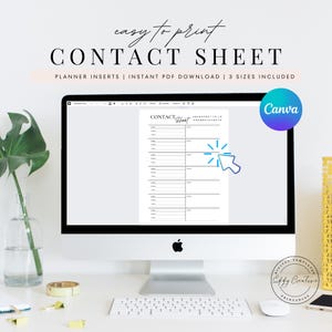 Printable Contact Sheet PDF 3 Sizes US Letter, A4, A5 Contact List ...