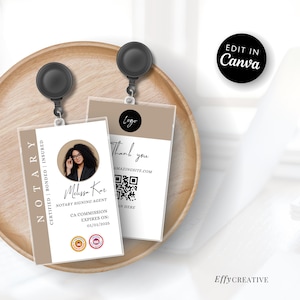 Notary ID Badge Template for Canva: Customizable Name Card (Digital Download)