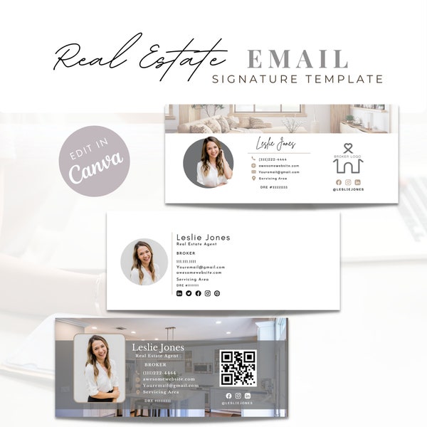 Real Estate Email Signature Templates, Gmail Template, Email Signature Design, Realtor Email Template